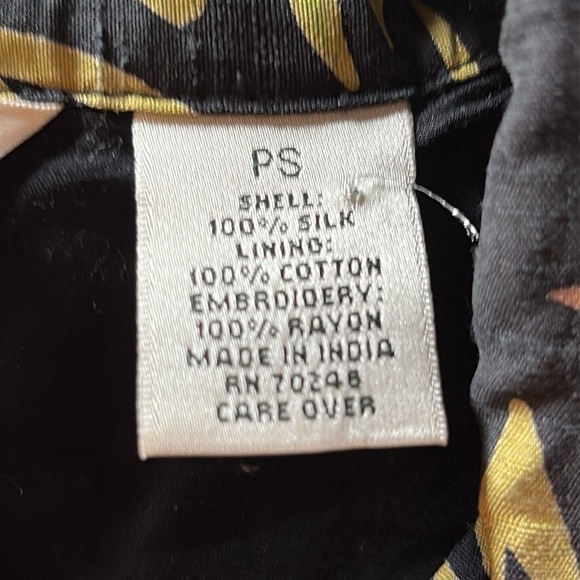 VINTAGE Laura Ashley Petite Silk Floral Blazer Jacket lightweight cropped sz S - Picture 14 of 16